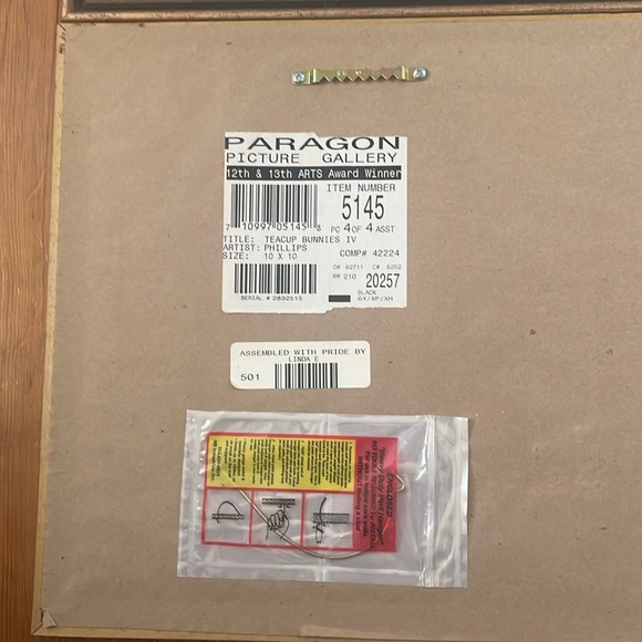 Set of Four Rabbit Teacup Prints in Wooden Frames - Picture 6 of 12